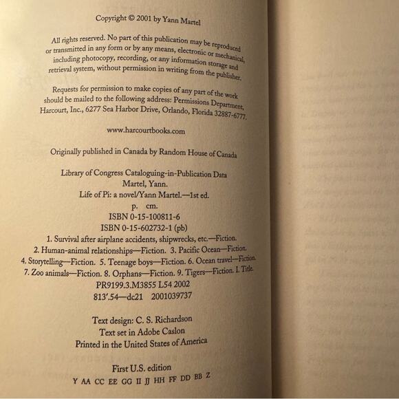 LIFE of Pi 👁️ First U.S. Edition . 📣 Yann Martel . Winner of Man Booker Prize - Picture 5 of 9